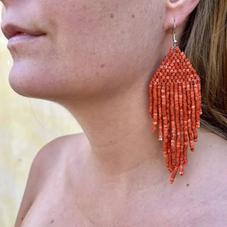 Clay Beaded Earrings - Tikal - Warm Orange - earrings