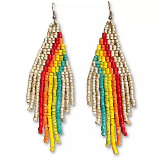 Clay Beaded Earrings - Tikal - Shimmer Rainbow - earrings