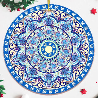 Luminescent Blue Mandala Christmas Ornament