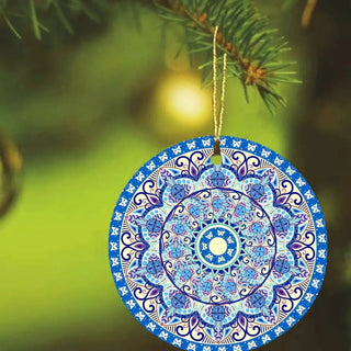 Luminescent Blue Mandala Christmas Ornament