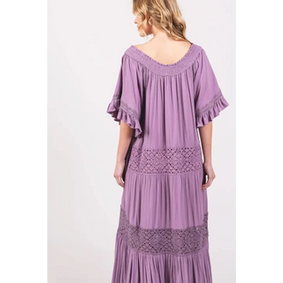 Maxi Dress Flowy Sweet Lace Trim - Dress