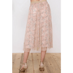 Metallic Tulle Floral Print Lining Maxi Skirt - Medium