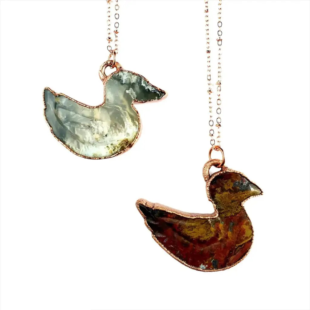 Moss Agate Duck Necklace