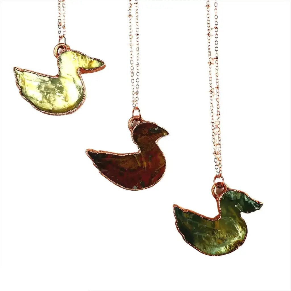 Moss Agate Duck Necklace