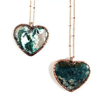 Moss Agate Crystal Heart Necklace