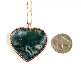 Moss Agate Crystal Heart Necklace