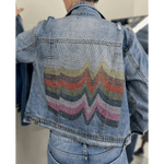Denim Jacket with Love Crystal Decal