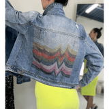 Denim Jacket with Love Crystal Decal - Small