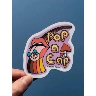 Mushroom Retro 70’s Groovy Sticker - Purple Background