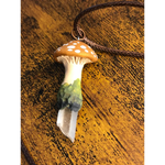 Gold Mushroom Clear Quartz Pendant