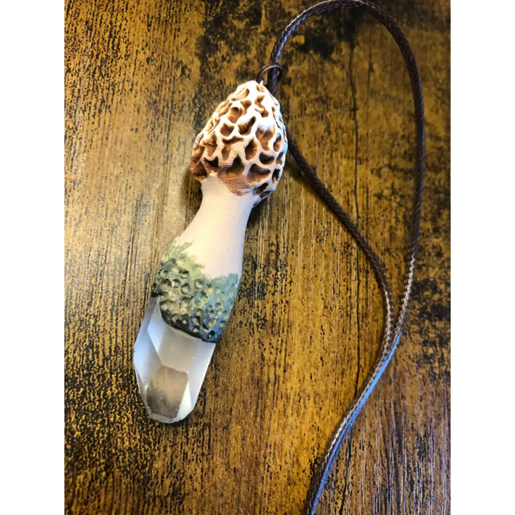 Morel Mushroom Quartz Pendant