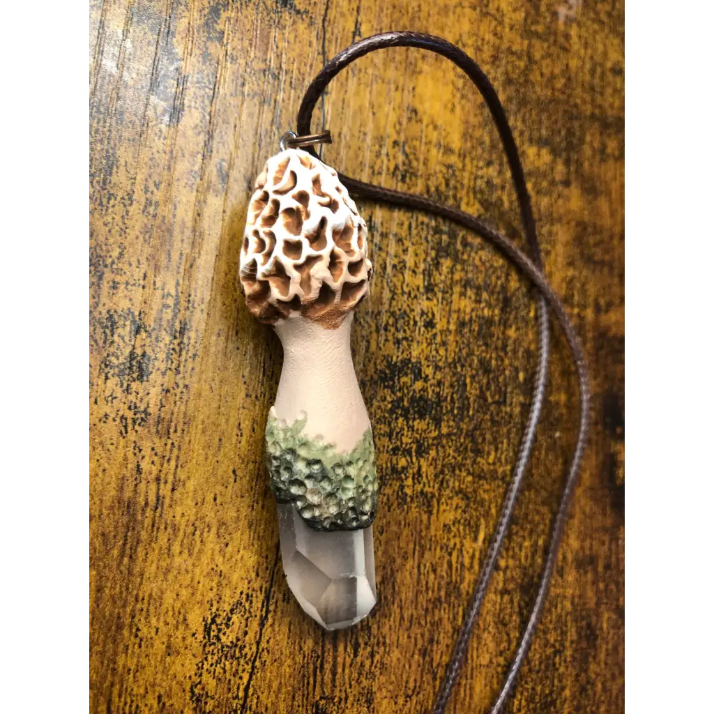 Morel Mushroom Quartz Pendant