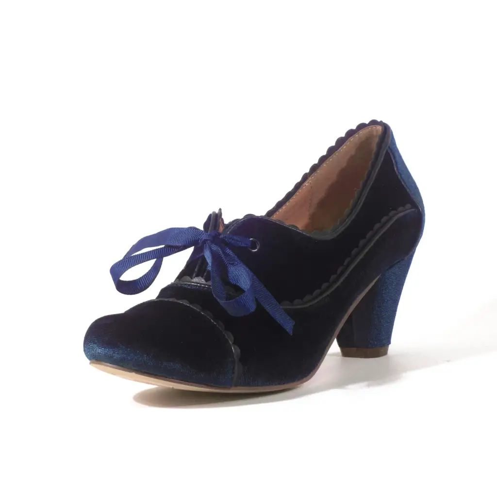 Navy Madison Velvet Retro Heels