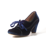 Navy Madison Velvet Retro Heels