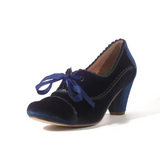 Navy Madison Velvet Retro Heels