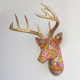 Fabric Deer Head - Vibrant 70s Floral