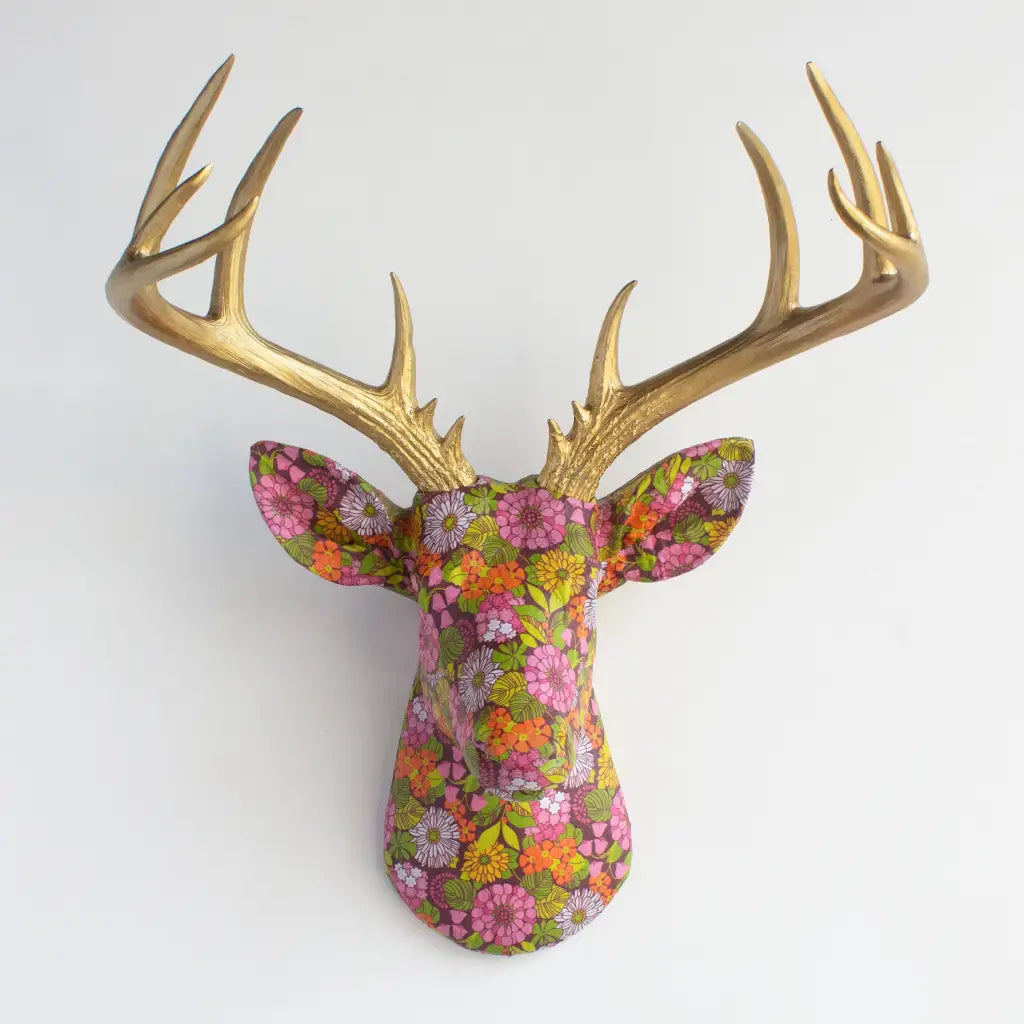 Fabric Deer Head - Vibrant 70s Floral