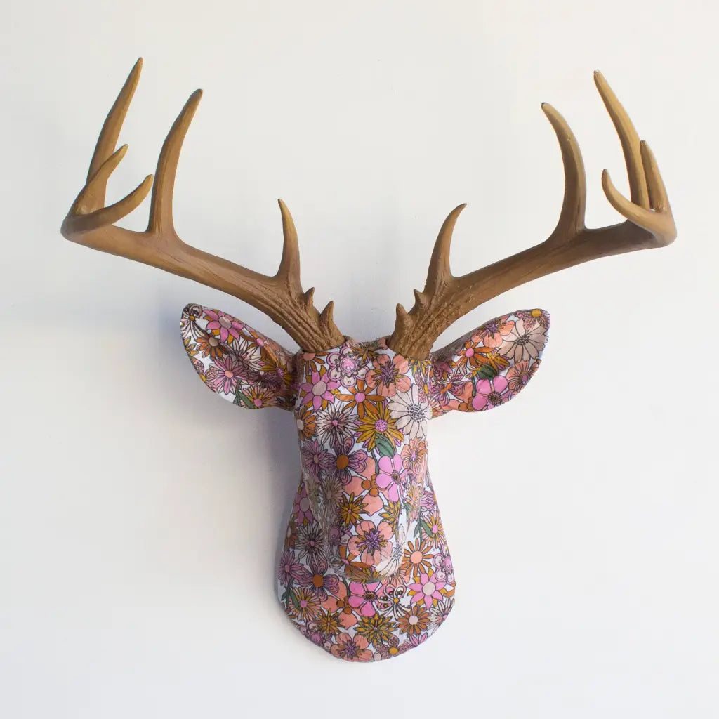 Fabric Deer Head - Vintage Pink Floral
