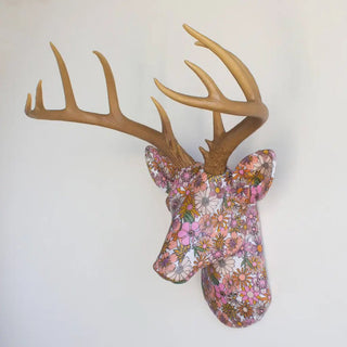 Fabric Deer Head - Vintage Pink Floral