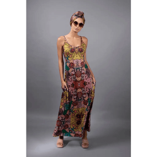 Nuvula - Botanical Illustrations Prints Slip Maxi Dress - M