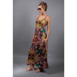 Nuvula - Botanical Illustrations Prints Slip Maxi Dress - M