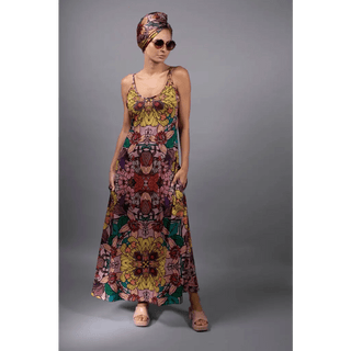 Nuvula - Botanical Illustrations Prints Slip Maxi Dress - M