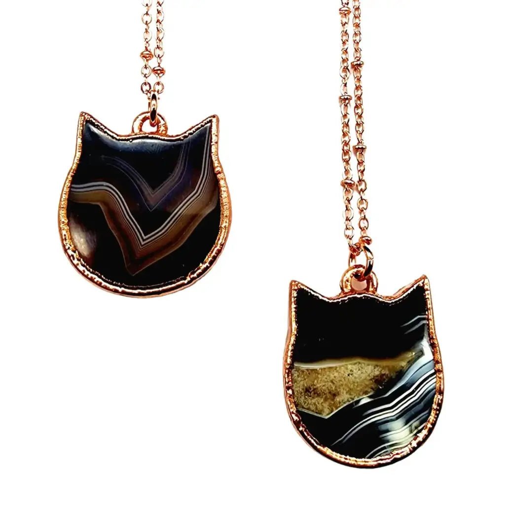 Onyx Agate Cat Necklace - default