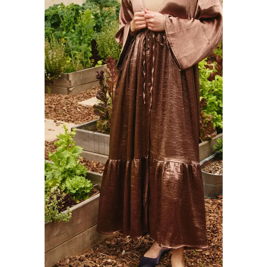 Open Front Satin Effect Kimono