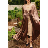 Open Front Satin Effect Kimono