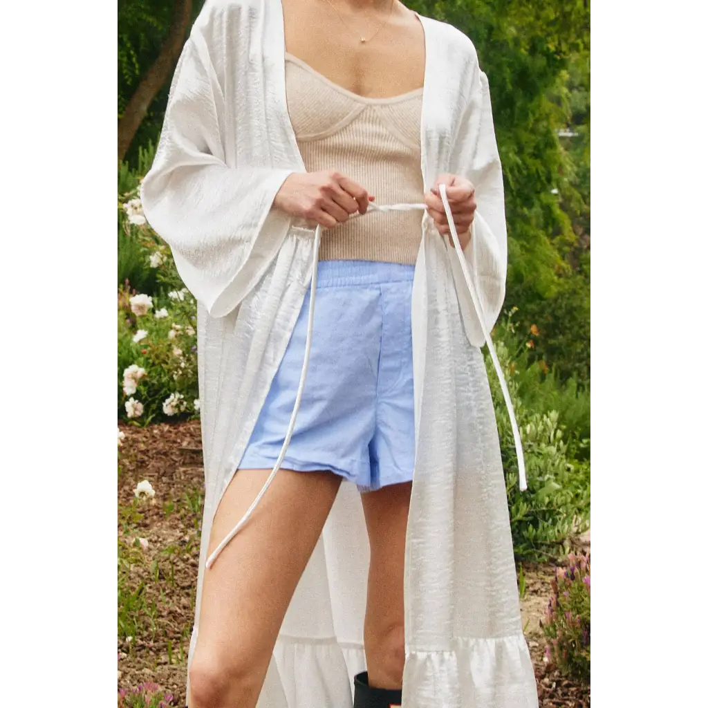 Open Front Satin Effect Kimono