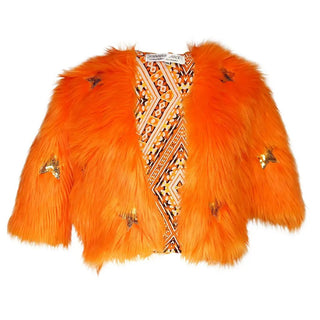 Jennafer Grace Orange Faux Fur Disco Jacket