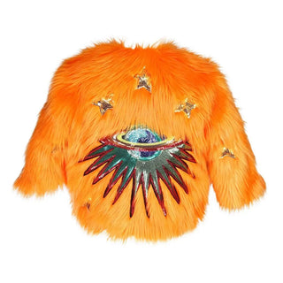 Jennafer Grace Orange Faux Fur Disco Jacket