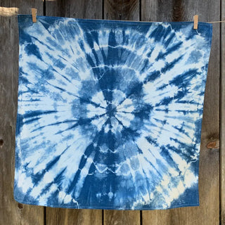 Organic Cotton Indigo Dyed Shibori Tea Towel - Burst