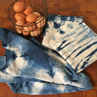 Organic Cotton Indigo Dyed Shibori Tea Towel - Burst