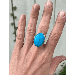 Howlite Turquoise Oval Sterling Ring