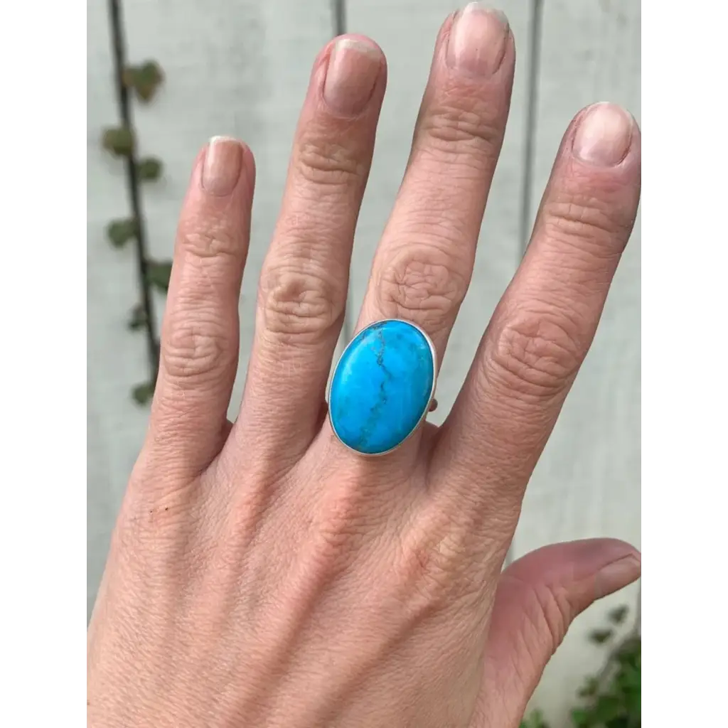 Oval Howlite Turquoise Boho Rocker Chic Sterling Ring