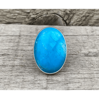 Howlite Turquoise Oval Sterling Ring - 5