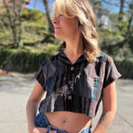 Lightweight cotton cropped top styled with denim
