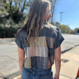 Patchwork Cropped Blouse