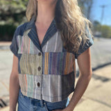 Patchwork Cropped Blouse