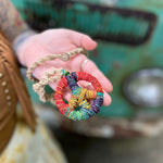 Handmade Rasta peace sign hemp necklace for boho style