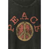 Graphic Tee | Charcoal Peace Sign Lettuce Edge