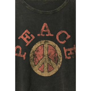 Graphic Tee | Charcoal Peace Sign Lettuce Edge