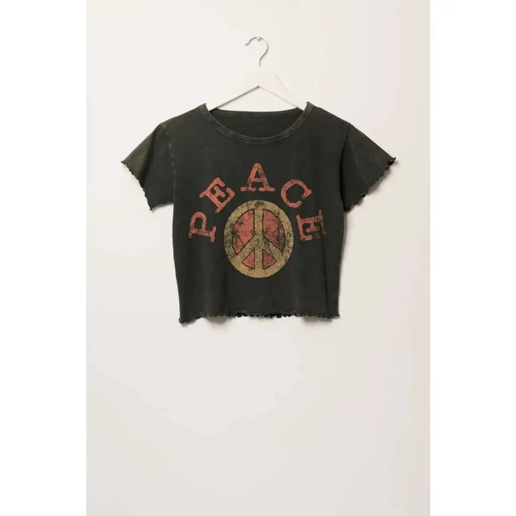 Graphic Tee | Charcoal Peace Sign Lettuce Edge - Small