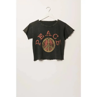 Graphic Tee | Charcoal Peace Sign Lettuce Edge - Small