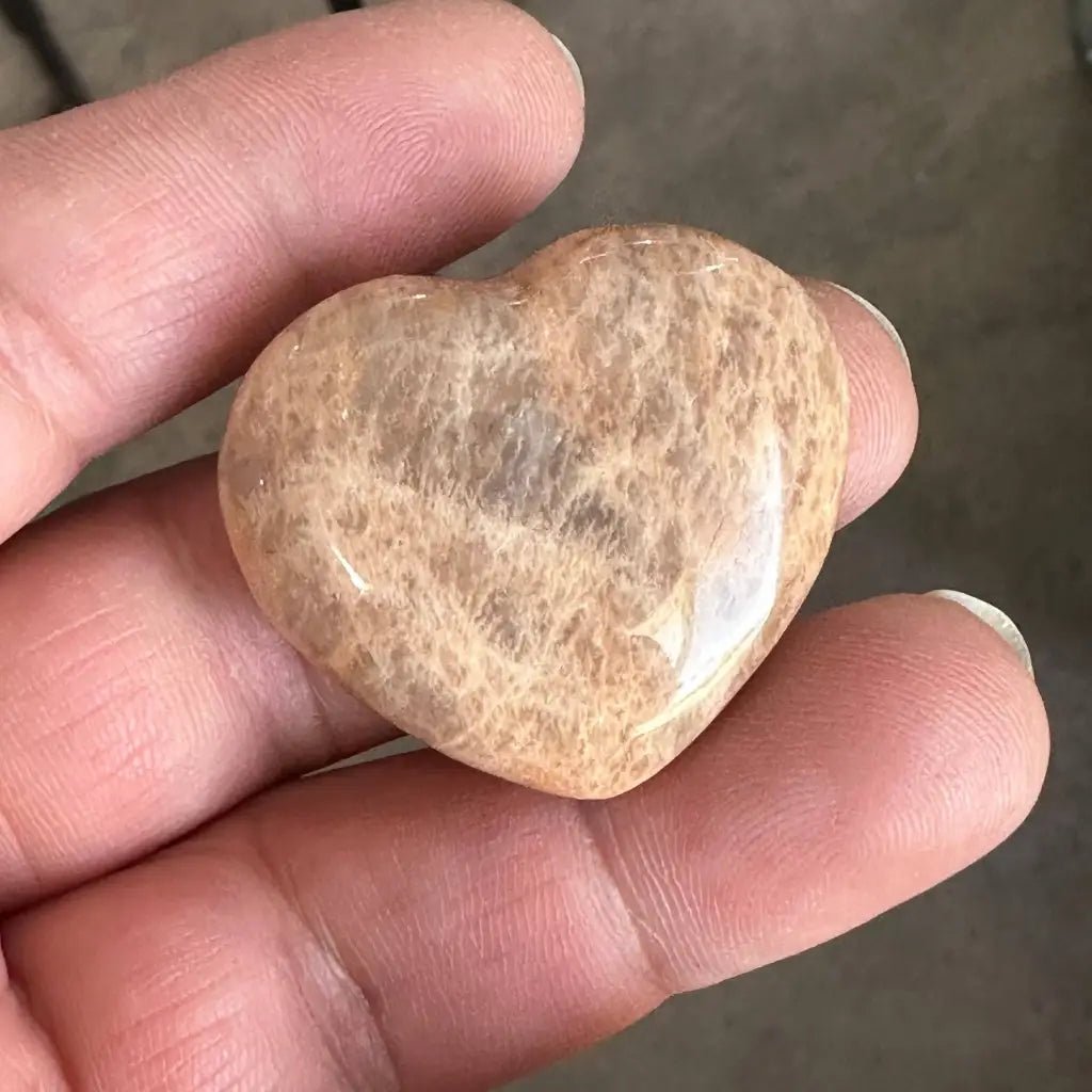 Peach Moonstone Crystal Heart - The Boho Depot