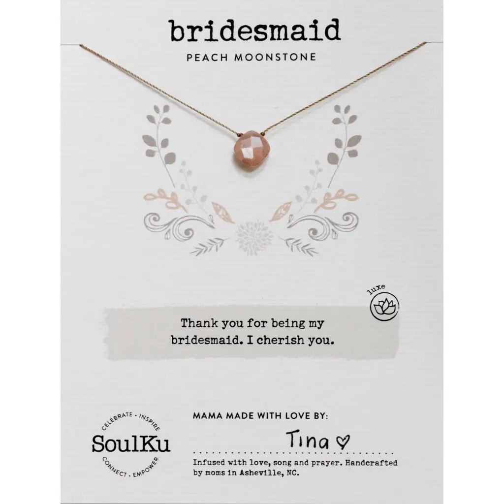 Peach Moonstone Luxe Necklace for Bridesmaid