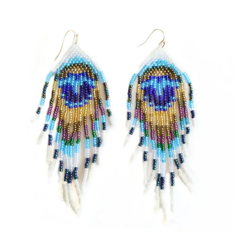 Peacock Feather Beaded Earrings