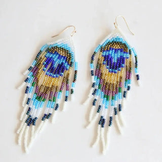 Peacock Feather Beaded Earrings