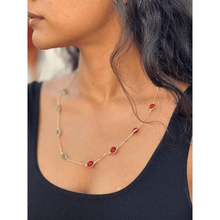 Peridot & Red Seed Necklace